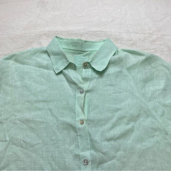 120% Lino Light Green Button Down Shirt - Picture 5 of 10